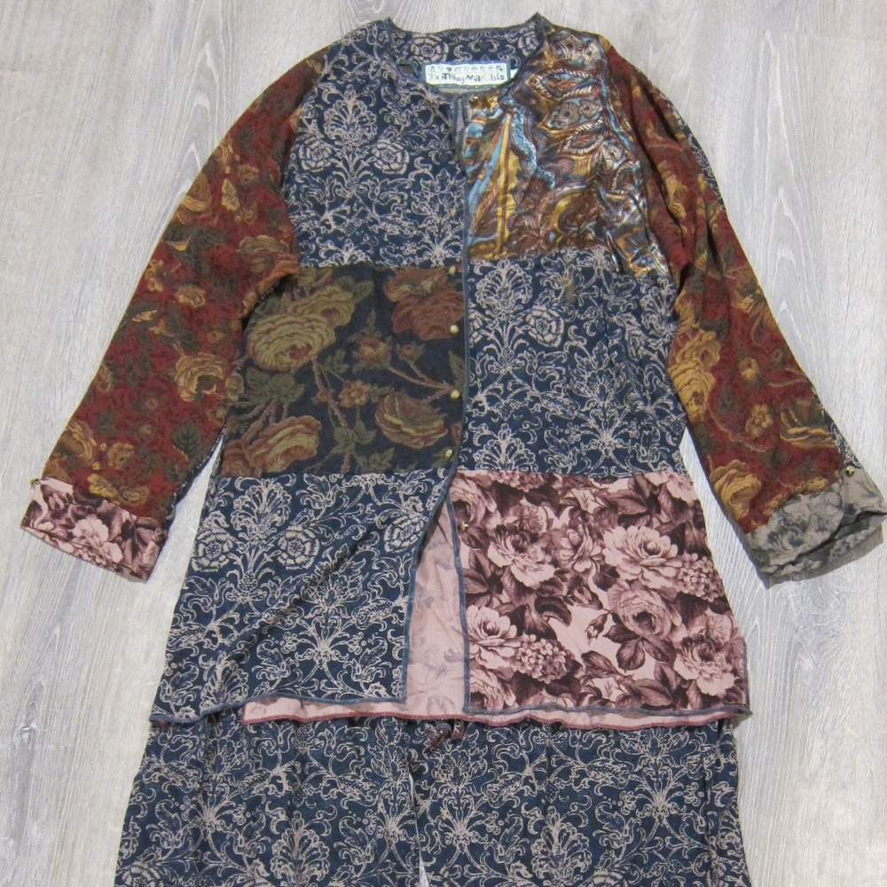 Vintage 90's Nothing Matches Anytime Anywhere Outfit Shirt & Pants Set sz 1 S-M - Picture 2 of 7